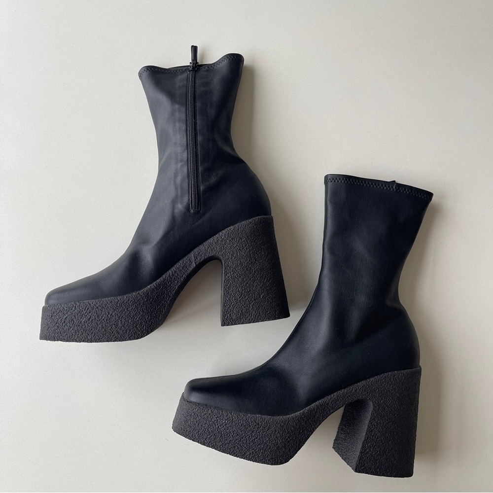 Stella McCartney Black Skyla Platform Boots Size 41 - Picture 5 of 10